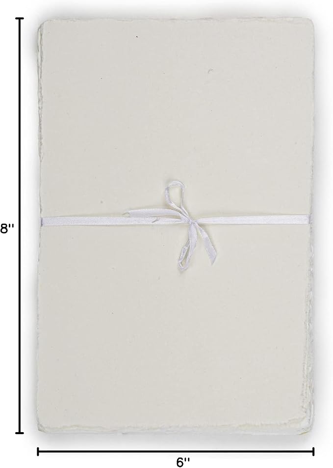 LEATHER VILLAGE Watercolor Paper - 12 X 16 inches, 50 Sheets - Mixed Media Watercolor Paper - 150 GSM Thick Deckle Edge Virgin Cotton Handmade Paper - Off White