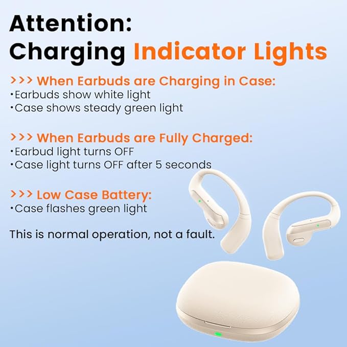 Wireless Earbuds Bluetooth Headphone Sport, 2025 Bluetooth Earbuds Stereo Deep Bass Over Ear Bud with Earhooks, ENC Noise Cancelling Mic Earphone, Waterprooffor Workout/Running-Off White