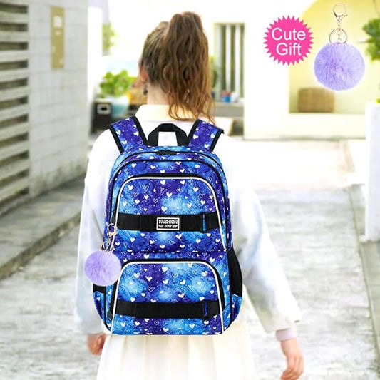 3Pcs Backpack for Girls Boys, 17 Inch School Bookbag with Lunch Box, Durable Laptop Backpacks Set for Teens College