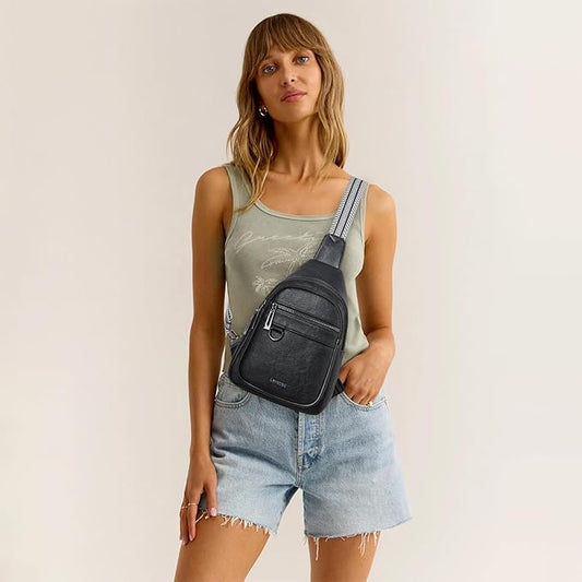 7L Sling Bag for Women Men Vegan Leather Crossbody Bags Fanny Pack Purse Backpack Over Shoulder Bag Travel Anti Theft