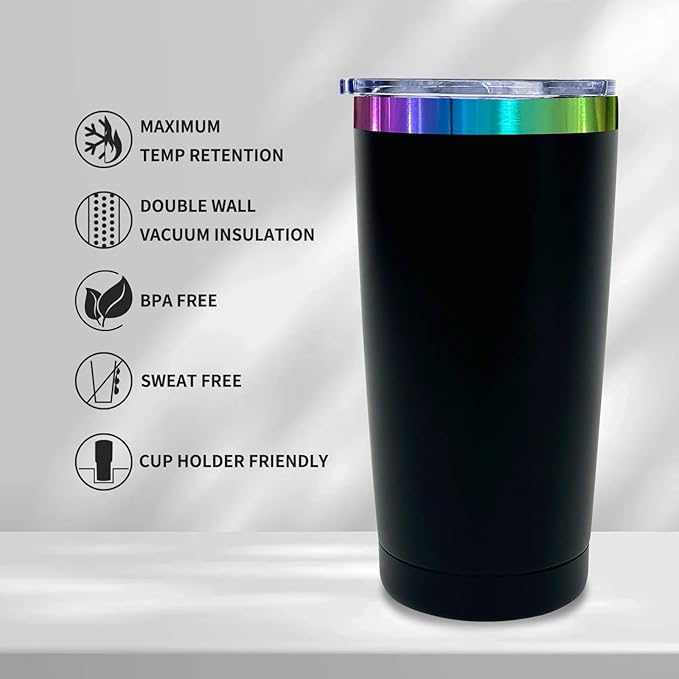 20 oz Tumbler Bulk with Lid and Straw Double Wall Vacuum Insulated Travel Coffee Mug Powder Coated Cup for Hot and Iced Drinks (Black,12 pack)