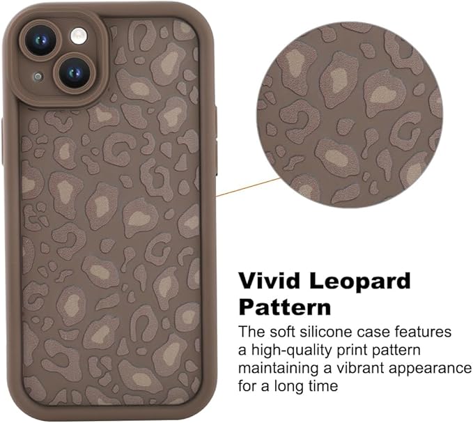 KANGHAR Case for iPhone 15 Plus Leopard Printed Pattern Cute Cheetah Phone Case Soft TPU Shockproof Protective Cover for iPhone 15 Plus 6.7 Inch Brown