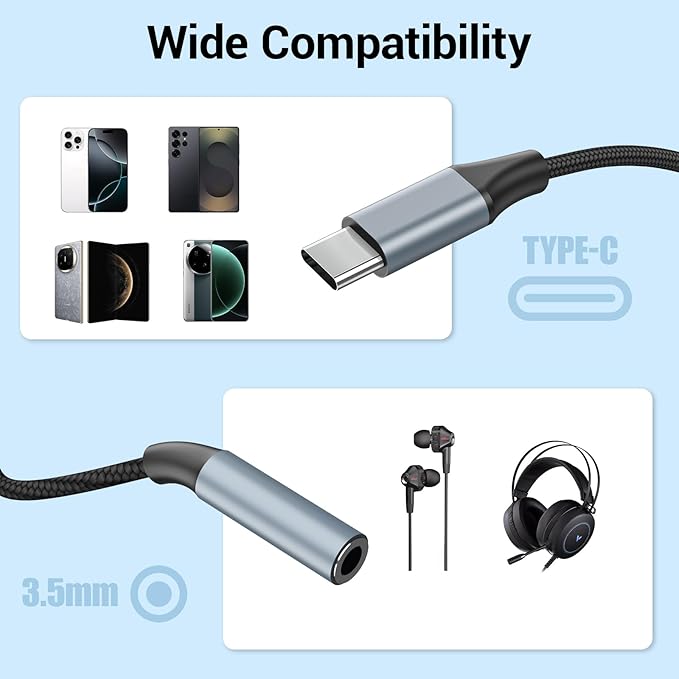 4pcs USB C to 3.5mm Female Headphone Jack Adapter, Upgrade Metal Case, Compatible with Samsung S20+/S21 Ultra, iPhone15 16, and More USB C Audio Devices