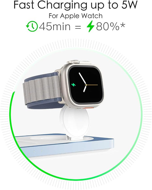 3-in-1 Charging Station for Apple Devices: Used for iPhone and Watch Charging Station with Magsafe Charger Stand, Wireless Charger for iPhone15/14/13/12, Apple Watch 1-9/Ultra, AirPods 3 Pro