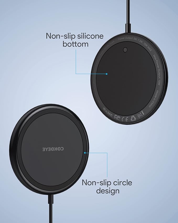 Wireless Charger, 15W Max Fast Wireless Charging Pad 2-Pack Compatible with iPhone16/16Plus/16Pro /16ProMax/iPhone15/15Pro/15Plus/14/13/12/Samsung S24 /S24Ultra/S23Ultra/S22/S21,AirPods Pro 2