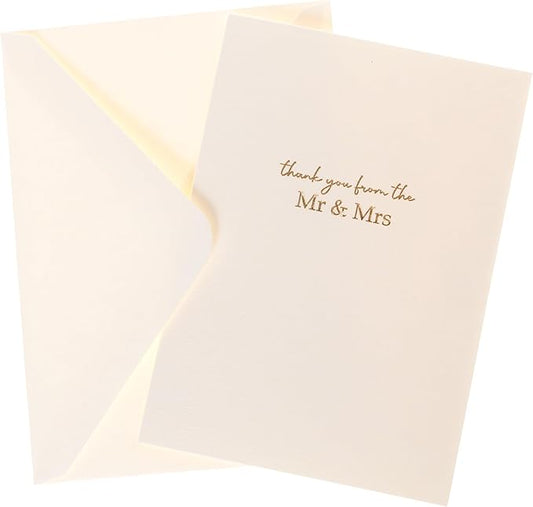 Graphique Wedding Thank You Cards, Mr. & Mrs., Pack of 10 Cards with Envelopes, Blank Inside, Gold Foil Embossing, La Petite Press Collection Boxed Set, 3.25" x 4.75"