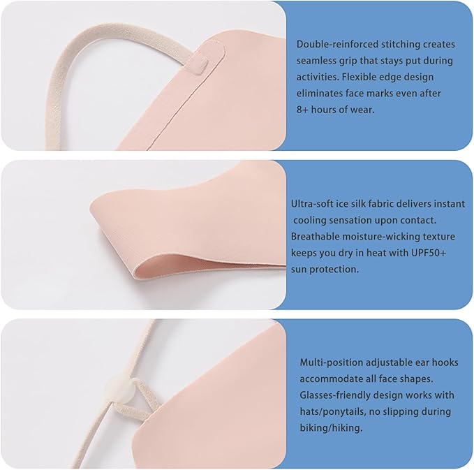 UPF50+ Half Mask,Face Shield,Sun Screen Protector for Face with Adjustable Ear Straps, Golf Visors for Women Golfers