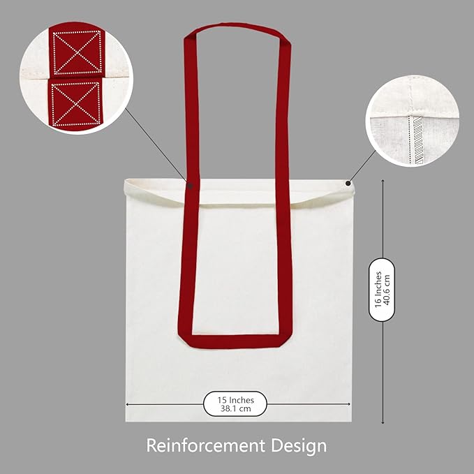 TOPDesign 12-Pack Economical 16"x15" Cotton Tote Bag, Lightweight Medium Reusable Grocery Shopping Cloth Bags, Suitable for DIY, Advertising, Promotion, Gift, Activity