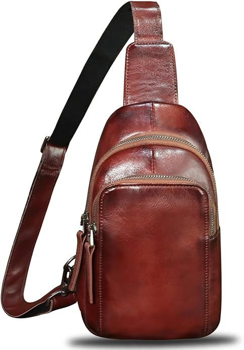 Genuine Leather Sling Bag for Women and Men Vintage Handmade Leather Sling Backpack Shoulder Crossbody Bag Chest Purse