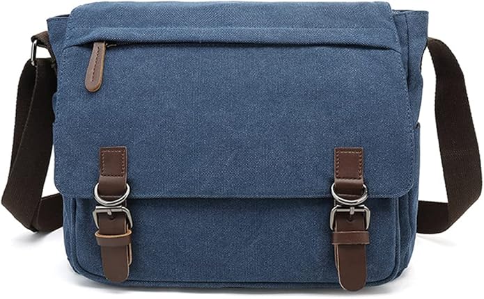 Sechunk Canvas Vintage Messenger Bag Shoulder bag Leather Large Travel Crossbody bags for men women 15inch Laptop