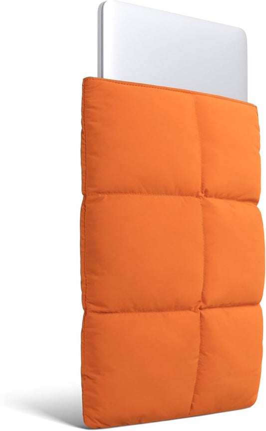 Comfyable Puffy Laptop Sleeve 13 Inch 14 Inch, Quilted Puffer Laptop Carrying Case, Pillow Case Compatible with MacBook Air M4 2025 M3 M2 M1, MacBook Pro M4 Pro/Max, Orange
