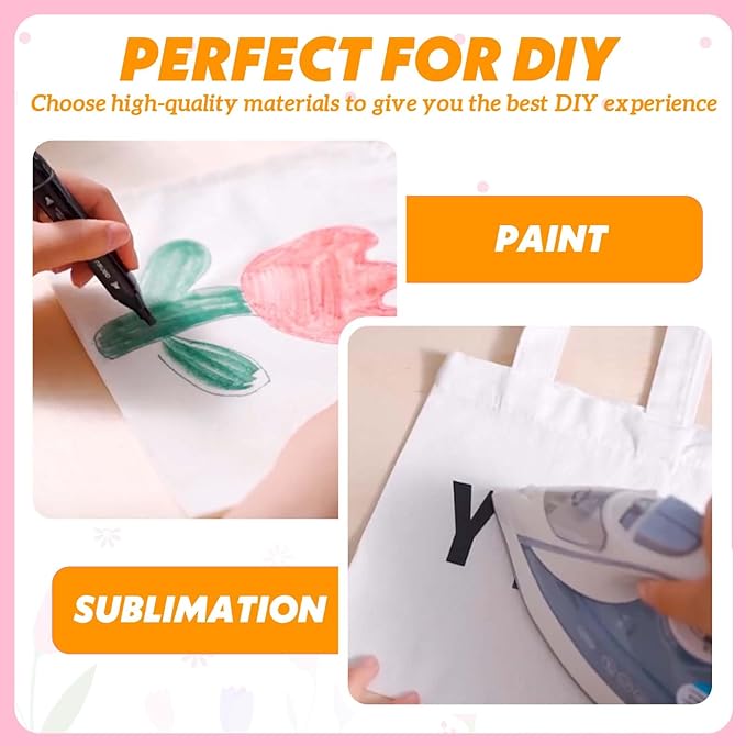 Amylove 48 Pcs Mini Tote Bag Sublimation Blank Canvas Tote Bags Reusable Grocery Luggage DIY Sack Goody for Party Even (10 x 10 Inch,Natural Color)