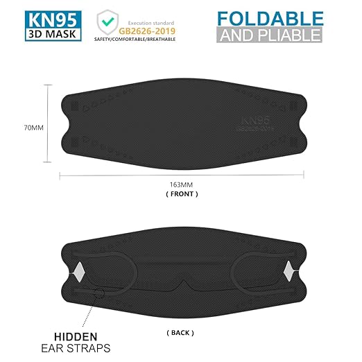 KN95 Face Masks 100 Pack, Breathable Comfortable and Disposable KN95 Mask, Black