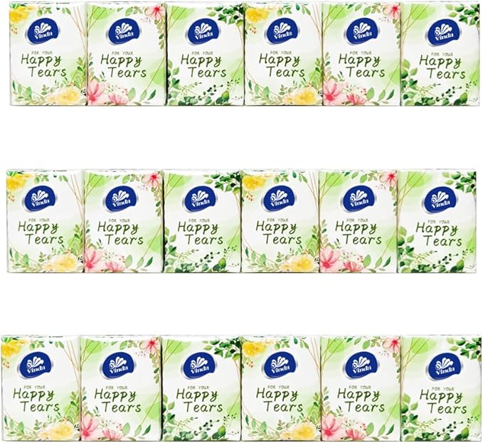 3-Ply Mini Pocket Tissues, Portable Series Facial Tissue Travel Size for Happy Tears Wedding Party (36 Packs of 10 Tissues)