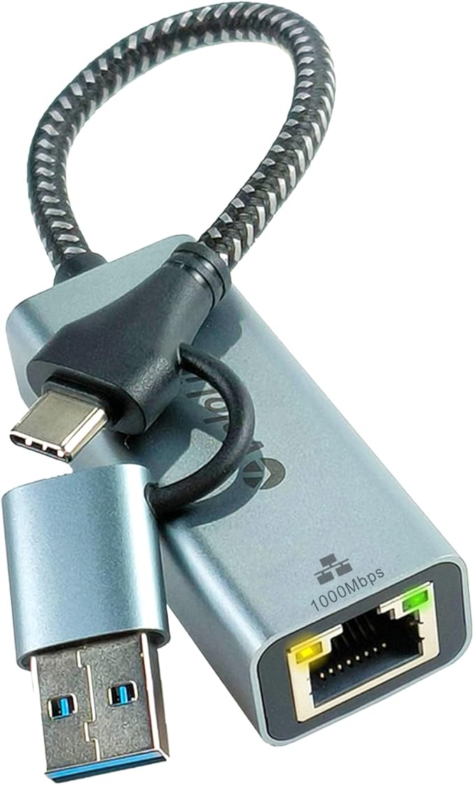 Ethernet to USB Adapter, 1Gbps USB to RJ45 Gigabit LAN, USB 3.0 Ethernet Adapter Compatibility 10/100/1000Mbps. Compatible with Laptops, PC, Mac OS, Linux and More