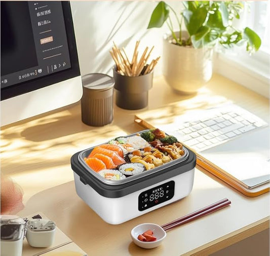 lunch box for Adults, Rechargeable Self-Heating lunch box,lunch warmer portable for work,battery powered heater for camping,1L crockpot lunch warmer,Meal Prep Friendly,bento box set