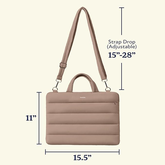Vandel 15-16 inch Laptop Carrying Case Sleeve with Strap, Shoulder Bag with Handle, 16 in Laptop Bag for Women, MacBook Air 15 Inch Carrying Case, MacBook Pro 16, 15.6 in HP, Dell Lap top Messenger