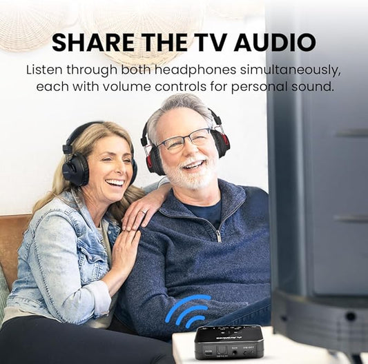 Avantree HT41899 Plus - Dual Qualcomm-Powered Bluetooth 5.3 Headphones & Transmitter for Wireless TV Watching with aptX Adaptive, Individual Volume Controls, Optical Support, 50hr