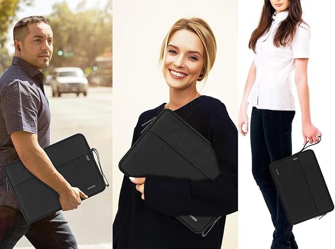 Laptop Sleeve Case 15.6 Inch, Water Resistant Shockproof Protective Computer Cover with Handle, Traveling Carrying Bag with Pocket, Portable Laptop Case Compatible for HP, Dell, Asus, Lenovo, Black