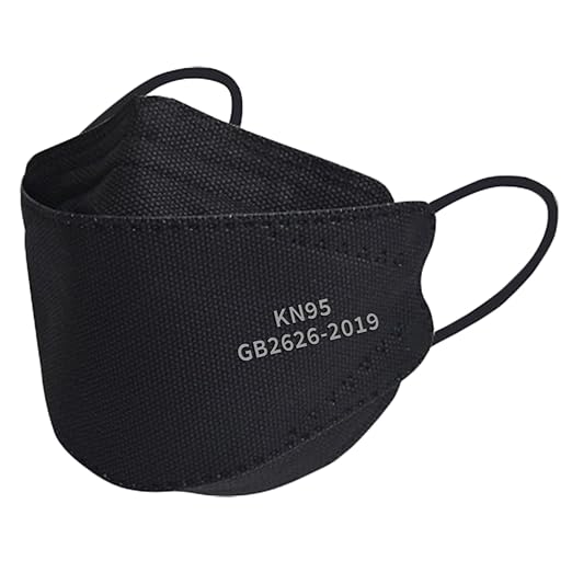 Borje KN95 Face Masks, Black Masks Disposable 100 pack, Individually Wrapped Respirator Mask Filter Efficiency 95% for Adult