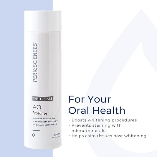 PerioSciences AO ProRinse White Care Whitening Mouthwash with Antioxidants – Oral Rinse for Gum Health, 10 Fl Oz / 300ml