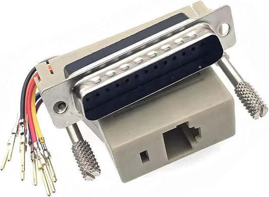 10PCS (5 Male+5 Female) DB25 to RJ45 Modular Adapter, 25 Pin Serial Port to RJ45 Female Ethernet LAN Extend Modular Converter