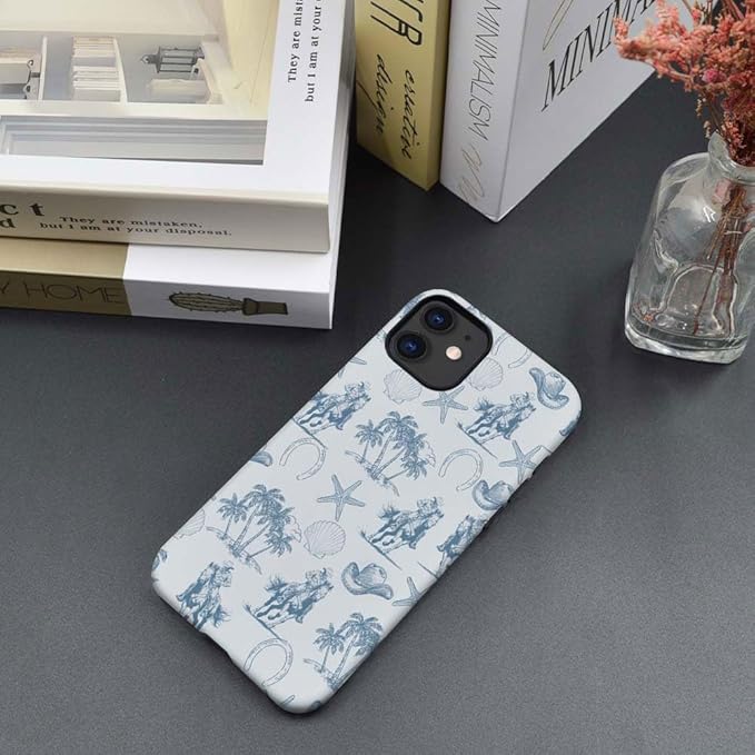 DAIZAG Case Compatible with for iPhone 11,Vintage Cowboy Horses Seashell Starfish Phone Case for iPhone 11 for Girl Women Boy Men