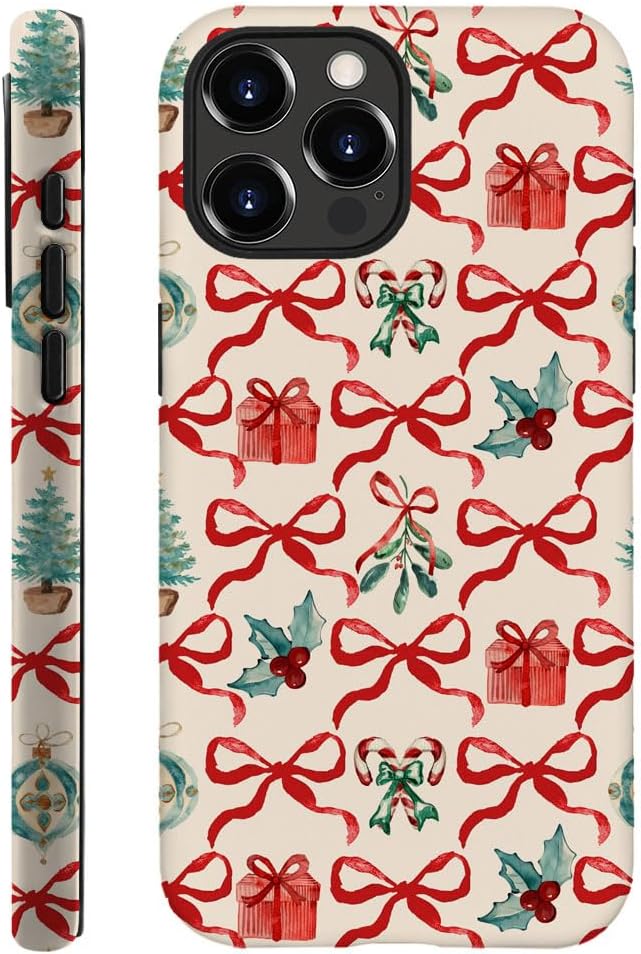 DAIZAG Case Compatible with for iPhone 13 Pro,Christmas Tree Ribbon Bow Phone Case for iPhone 13 Pro for Girl Women Boy Men