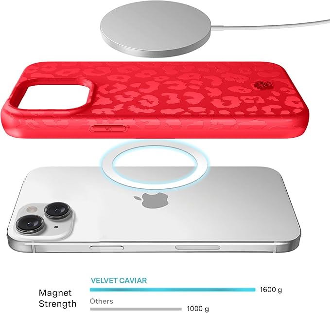 VELVET CAVIAR for iPhone 15 Plus Case - Compatible with MagSafe - 10ft Drop Tested - Red Leopard Animal Print