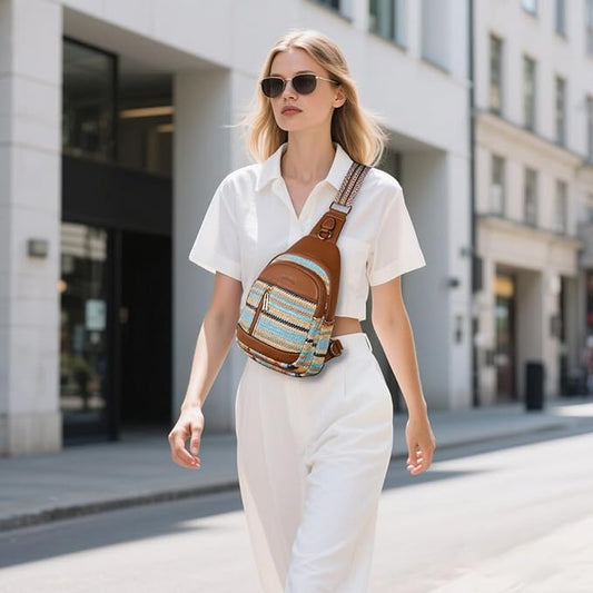 Womens Sling Bag Crossbody Bags for Women Vegan Leather Sling Backpack Daypack Fanny Pack Crossbody Purse Travel