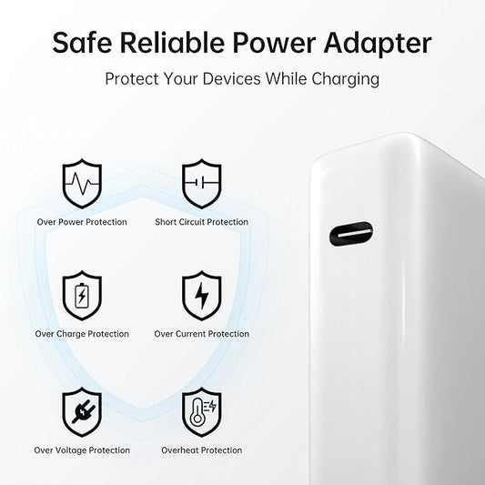 87W Power Adapter for MacBook Air After 2018, Compatible with 13/14/15 Inch After 2016, USB C to USB-C Power Cord Supply