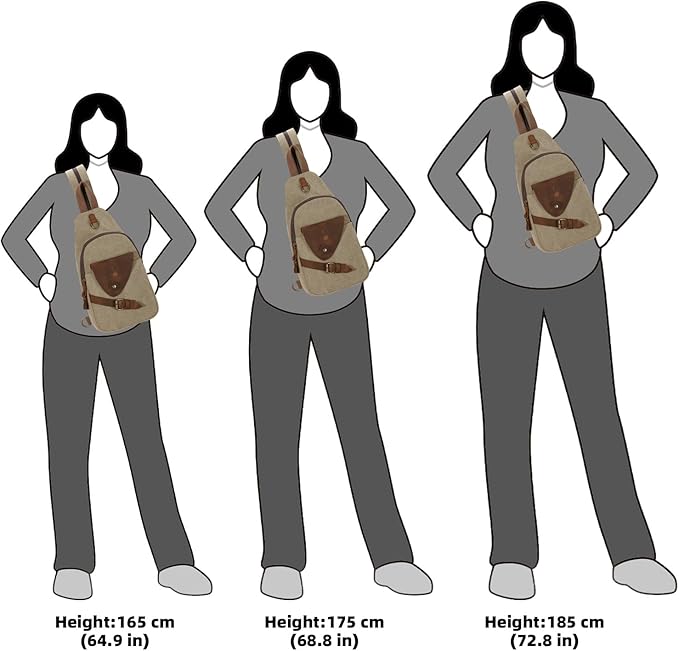 KL928 Canvas Sling Bag Crossbody Backpack Shoulder Casual Rucksack for Men Women,Khaki