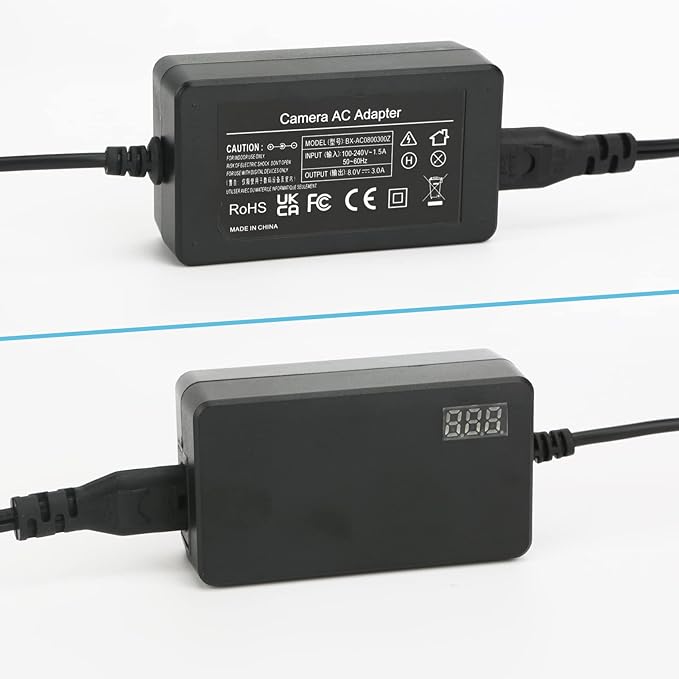 NP-FZ100 AC Power Adapter NPFZ100 Dummy Battery Power Supply Kit for Sony Alpha ZV-E1 A6600 A7III A7SIII A7IV A9 A9R A9S A7C A1 FX3 A7R3 A7R IV Cameras, Voltage Display