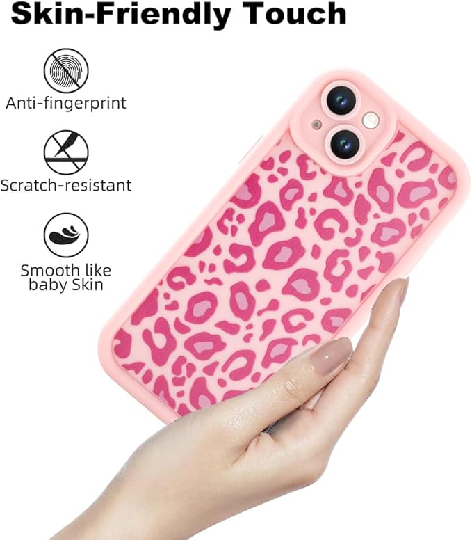 KANGHAR Case for iPhone 15 Leopard Printed Pattern Cute Cheetah Phone Case Soft TPU Shockproof Protective Cover for iPhone 15 6.1 Inch Pink