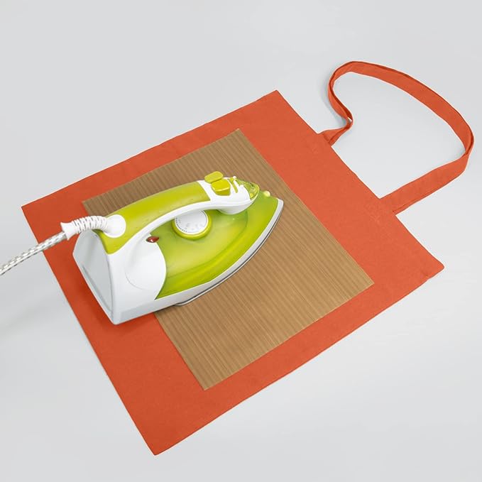 NPBAG 25 Pack 15'' X 16'' Orange Cotton Tote Bags, Blank Bulk Cloth bags with 1pc of PTFE Teflon Sheet
