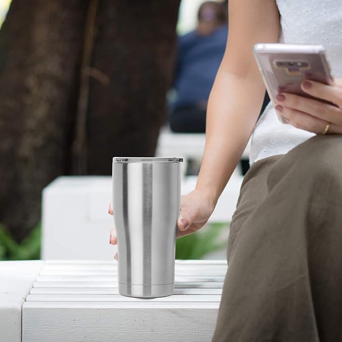 DOMICARE 20oz Tumbler with Lid Stainless Steel Tumblers Bulk, Double Wall Vacuum Insulated Coffee Travel Mug, 12 Count (Pack of 1) Stainless Steel