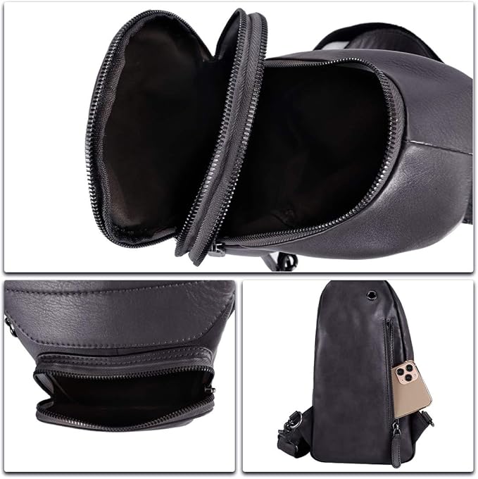 Genuine Leather Sling Bag for Man and Women Crossbody Purse Handmade Retro Shoulder Backpack Vintage Chest Bags