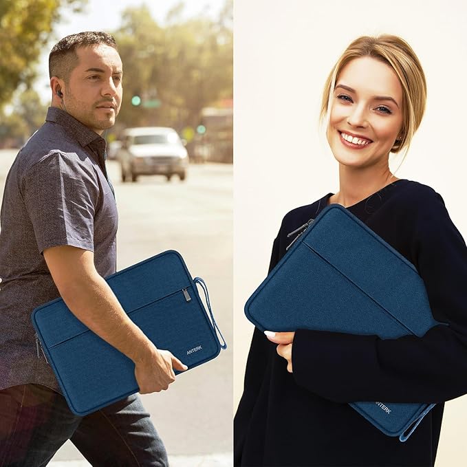 Laptop Sleeve Case 14 Inch, Water Resistant Traveling Computer Cover with Handle, Shockproof Protective Carrying Laptop Bag Compatible for 14 Inch MacBook Air/Pro, HP, Dell, Lenovo, Blue