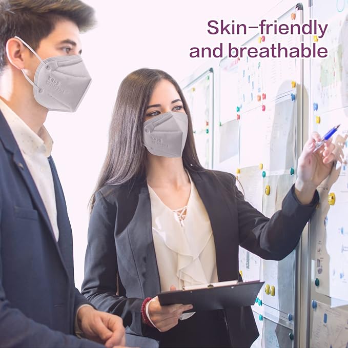 Miuphro KN95 Face Mask 50 Pack, Disposable Respirator Masks, 5 Layer Design Safety Mask for Protection, Ideal for Men and Women (Grey)