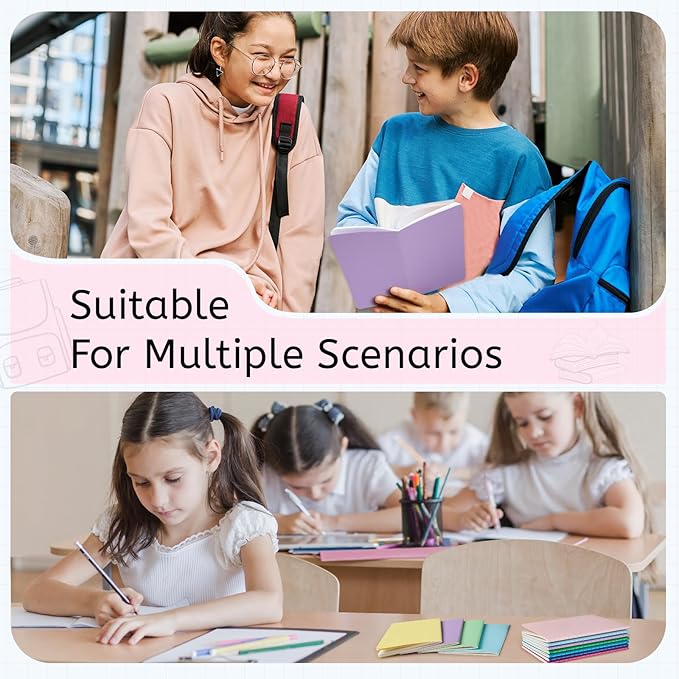 Oucaru 64PCS Mini Notebooks Bulk, 3.5" x 5.5", 12 Rainbow Color, 60 Pages Blank Paper Small Pocket Notebook Set, Mini Journal Memo Notepads for Kids, Students, Traveler, School Office Supplies