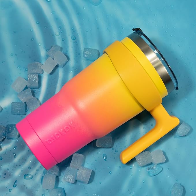 BJPKPK 20oz Tumbler With Handle Insulated Cups With Lid And Straw Reusable Stainless Steel Tumblers,Turquoise