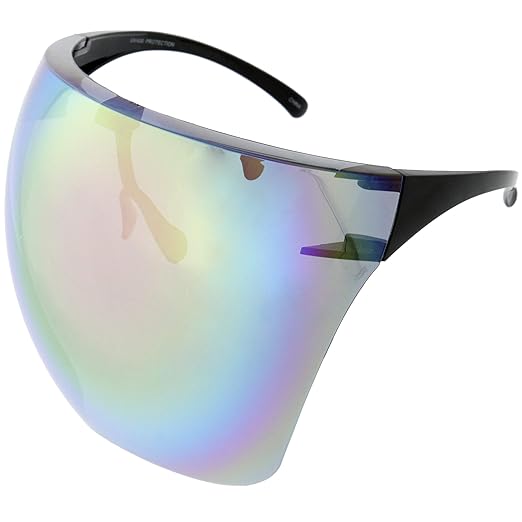 zeroUV - Protective Face Shield Full Cover Visor Glasses/Sunglasses (Anti-Fog/Blue Light Filter) (Black/Pink Mirror)