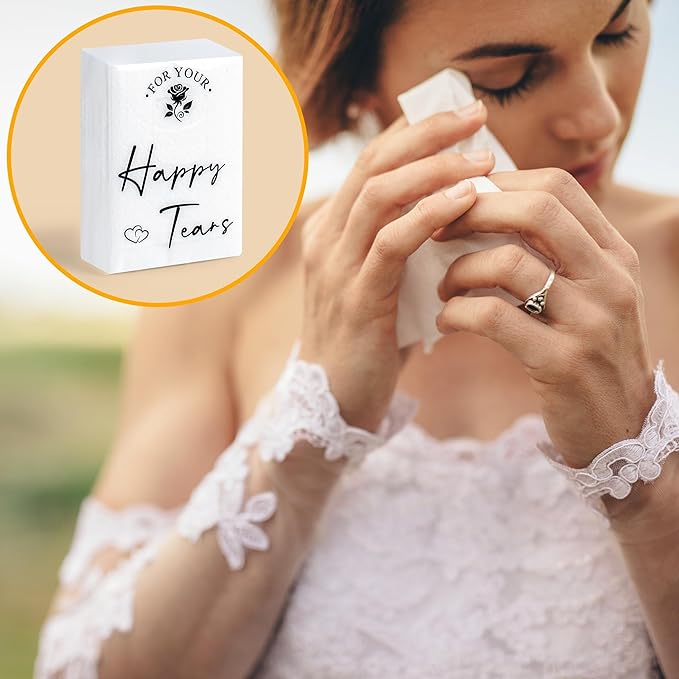 Lesnala 120Packs Happy Tears Tissue Packs for Wedding Kleenex Prepared for Guests 3 Ply Pocket Size for Travel Party Ceremony Graduation Favors White