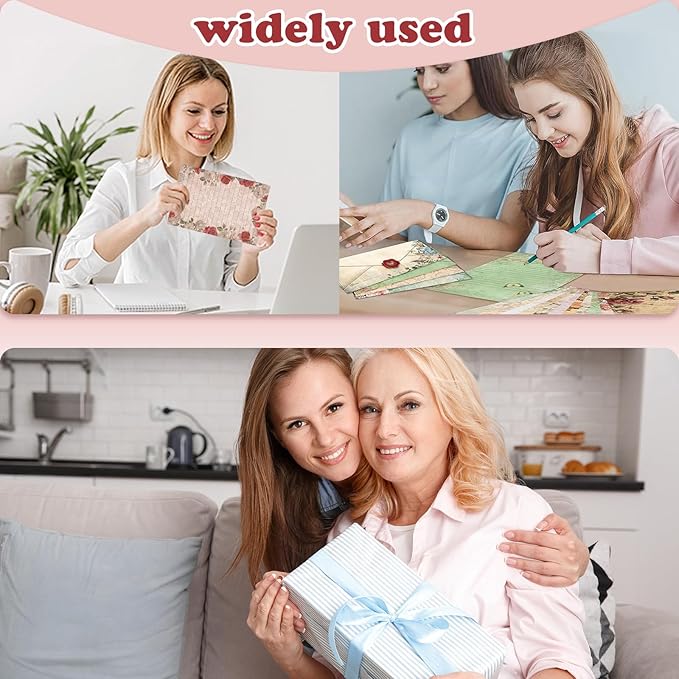 160 Pcs Stationery Paper Envelopes Set Includes 50 Lined Writing Paper & 50 Envelopes with 60 Colorful Round Dot Stickers, Vintage Floral Letter Writing and Stationery Paper Envelopes(10Style)