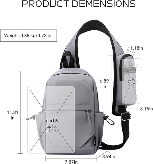 Crossbody Sling Bag Casual Shoulder Hiking Backpack with Convertible Shoulder Strap for Travel Hiking Shopping Leisure Sport