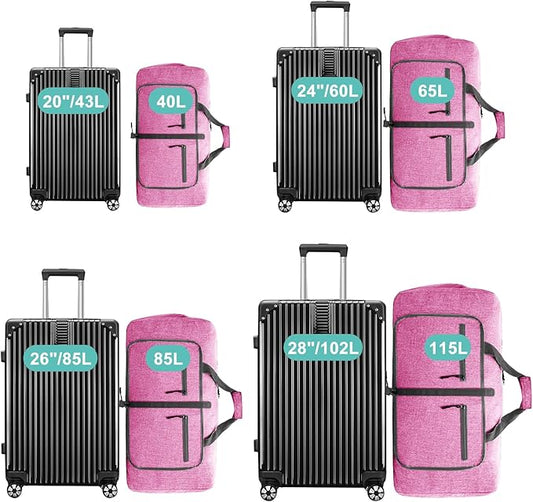 Dimayar 115L Travel Duffle Bag for Men Women - Foldable Duffel Bag with Shoes Compartment - Overnight Bags Waterproof & Tear Resistant(Rouge Pink)