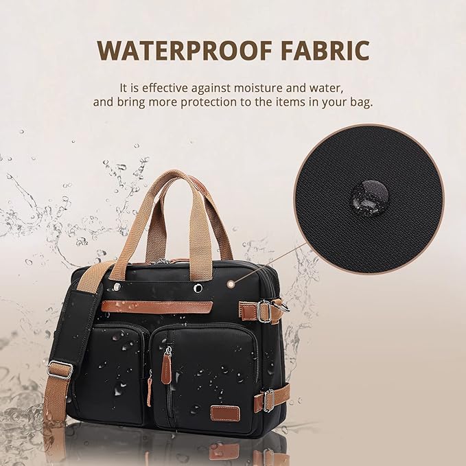 MOLNIA 15.6 inch Laptop Backpack for Men Women,3 in 1 Briefcases For Men,Messenger Bag Laotop Bag Computer Bags For Work College Travel, Black