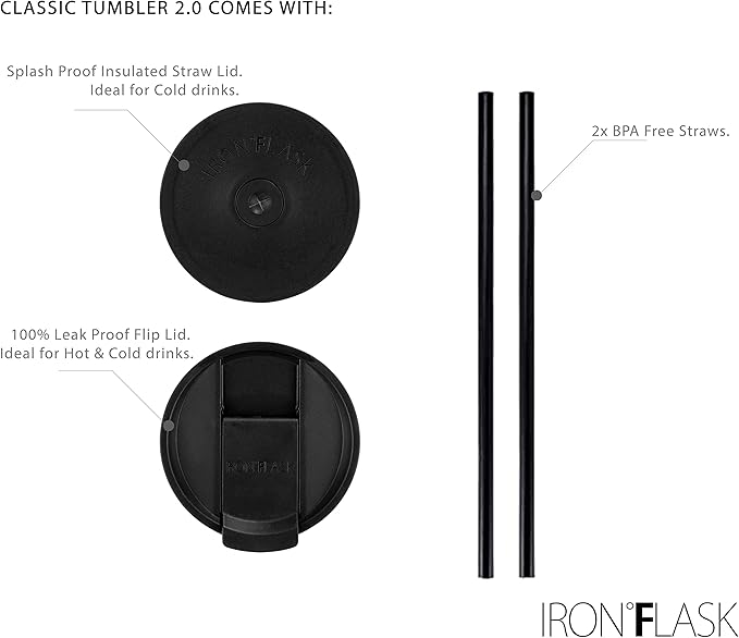 IRON °FLASK Classic Tumbler - Vacuum Insulated Stainless Steel Water Bottle, Double Walled, Drinking Cup, Insulated Travel Mug (Blue Waves, 32 oz Solid Lid)