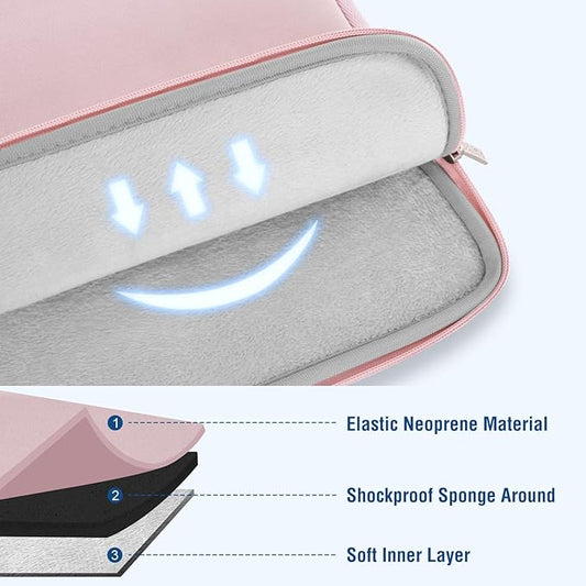 MOSISO Laptop Case 18.5 inch, 18-18.5 inch Laptop Sleeve Bag Compatible with ASUS Gaming Monitor HP Dell Lenovo Notebook, Neoprene Computer Sleeve Bag with Small Case, Baby Pink