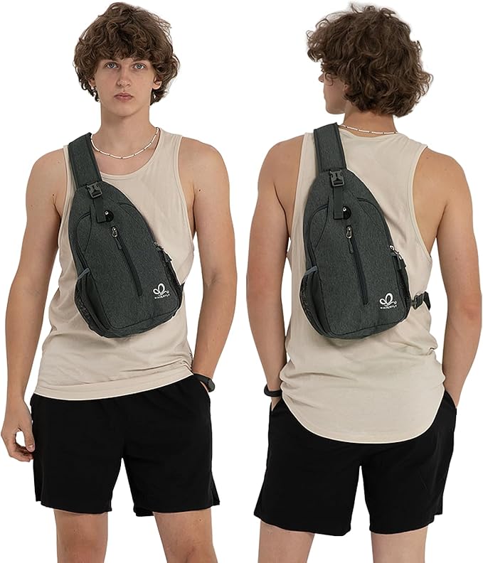 WATERFLY Crossbody Sling Backpack Sling Bag Travel Hiking Chest Bag Daypack